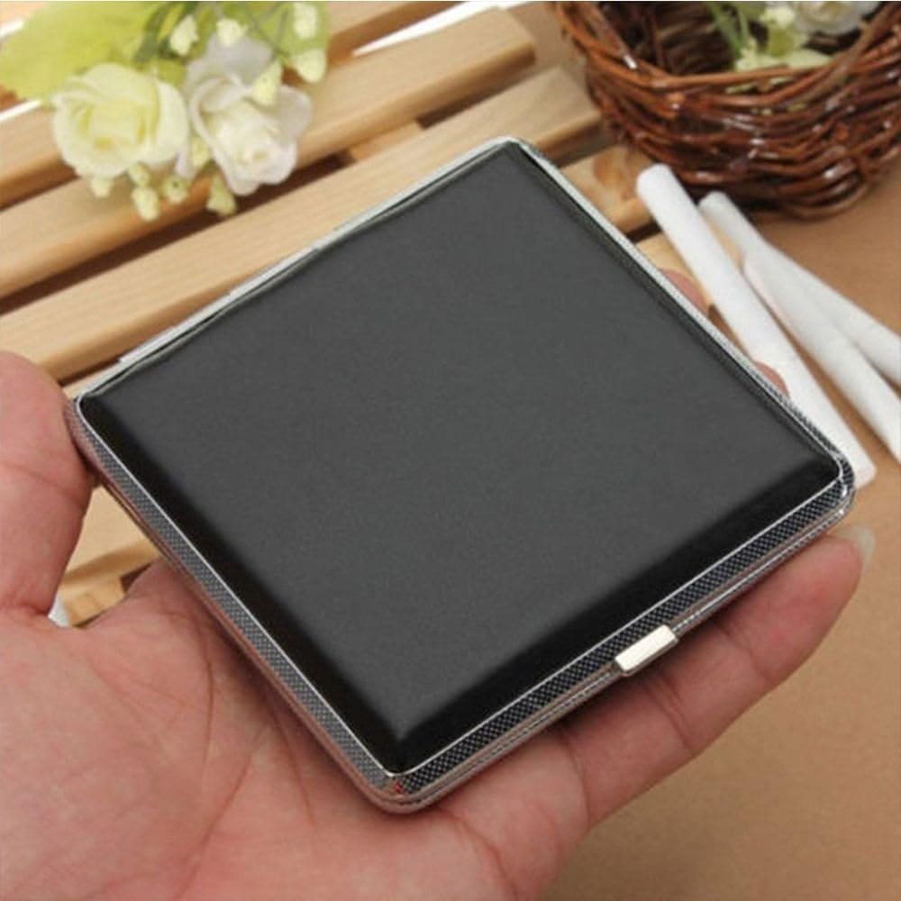 Slim Leather Cigarette Case, Double Open 20 Sticks Leather Cigarette Case, Metal Frame Black Faux Leather Cigarette Case, Men Cigarette Case Smoking Accessories, Creative Pocket Tobacco Holder, Pressure Proof Protective Cigarettes Case Slim Leather Cigarette Case, Double Open 20 Sticks Leather Cigarette Case, Metal Frame Black Faux Leather Cigarette Case, Men Cigarette Case Smoking Accessories, Creative Pocket Tobacco Holder, Pressure Proof Protective Cigarettes Case